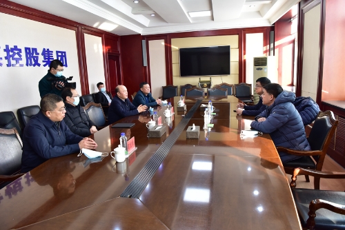 2021-02-07张长山、刘金奇、王戈、周旭明与佳河分局新任局长张伟进行会谈